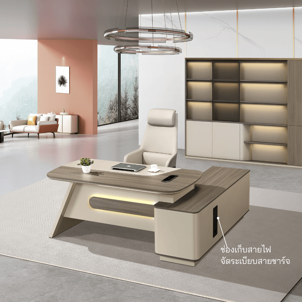 โต๊ะทำงาน ELIFE 220 ซม. ดีไซน์โมเดิร์น_5